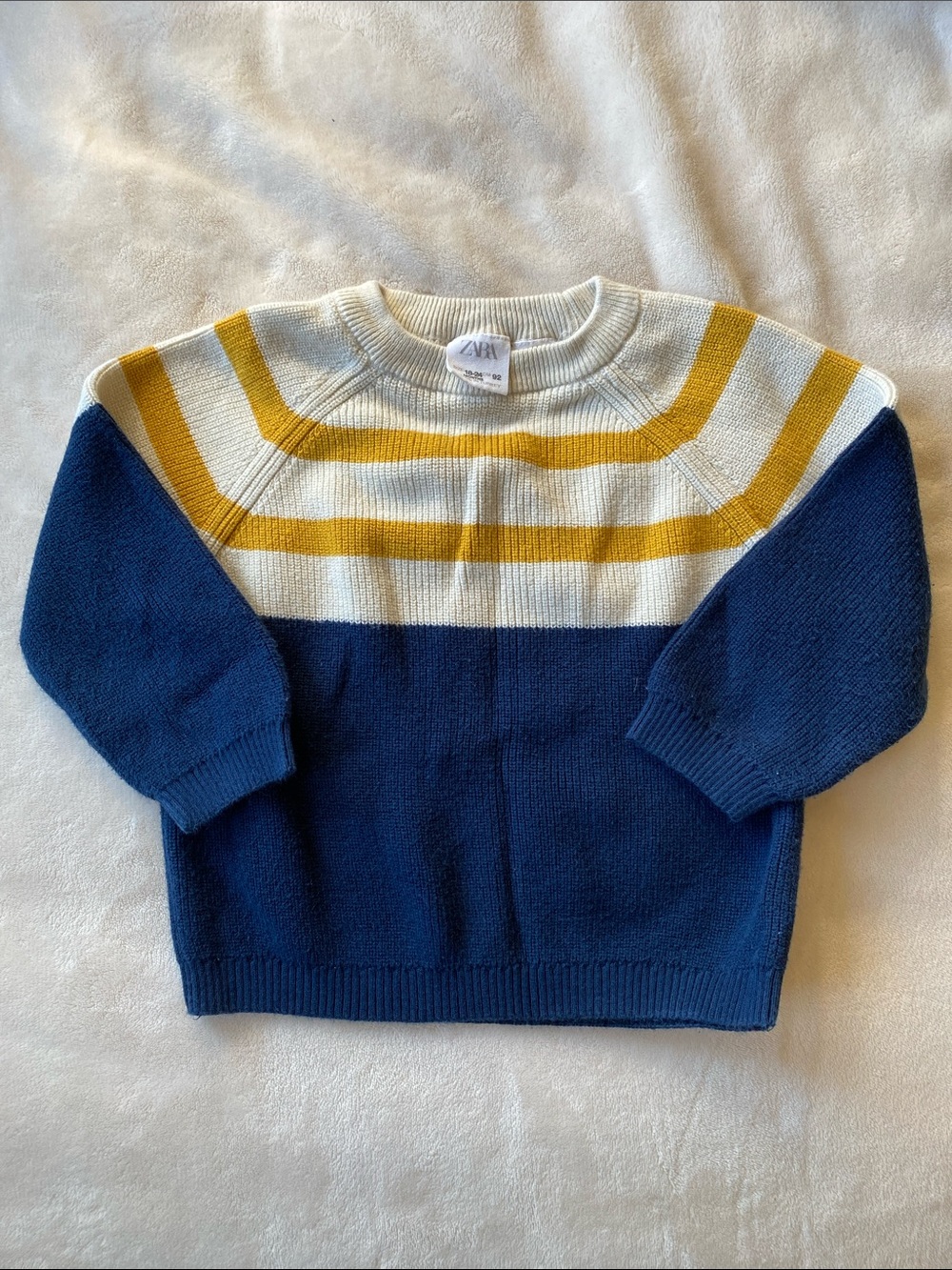 Zara Blue, White & Mustard Striped Knit Sweater
